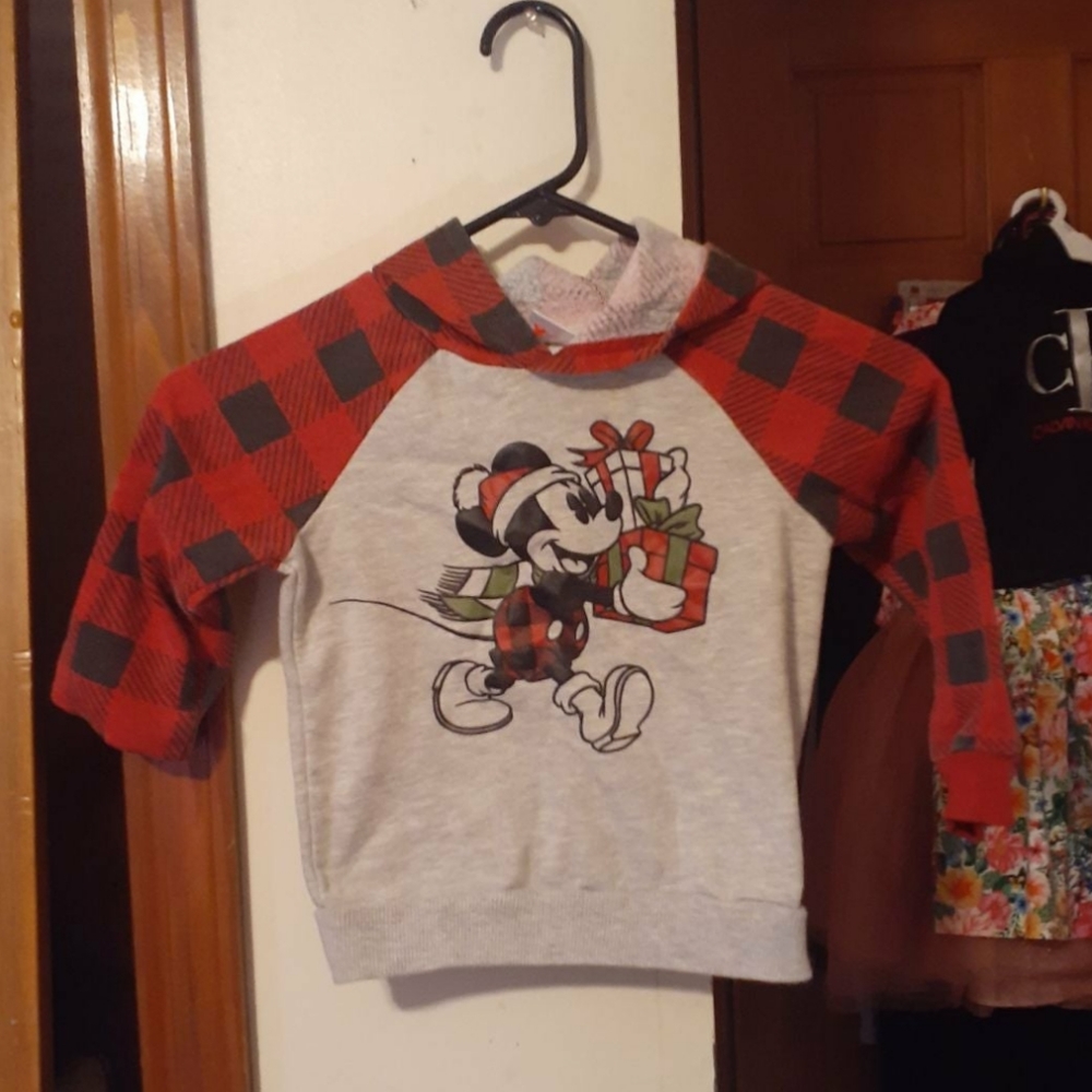 Boys 4T Xmas-plaid mickey mouse hoody
